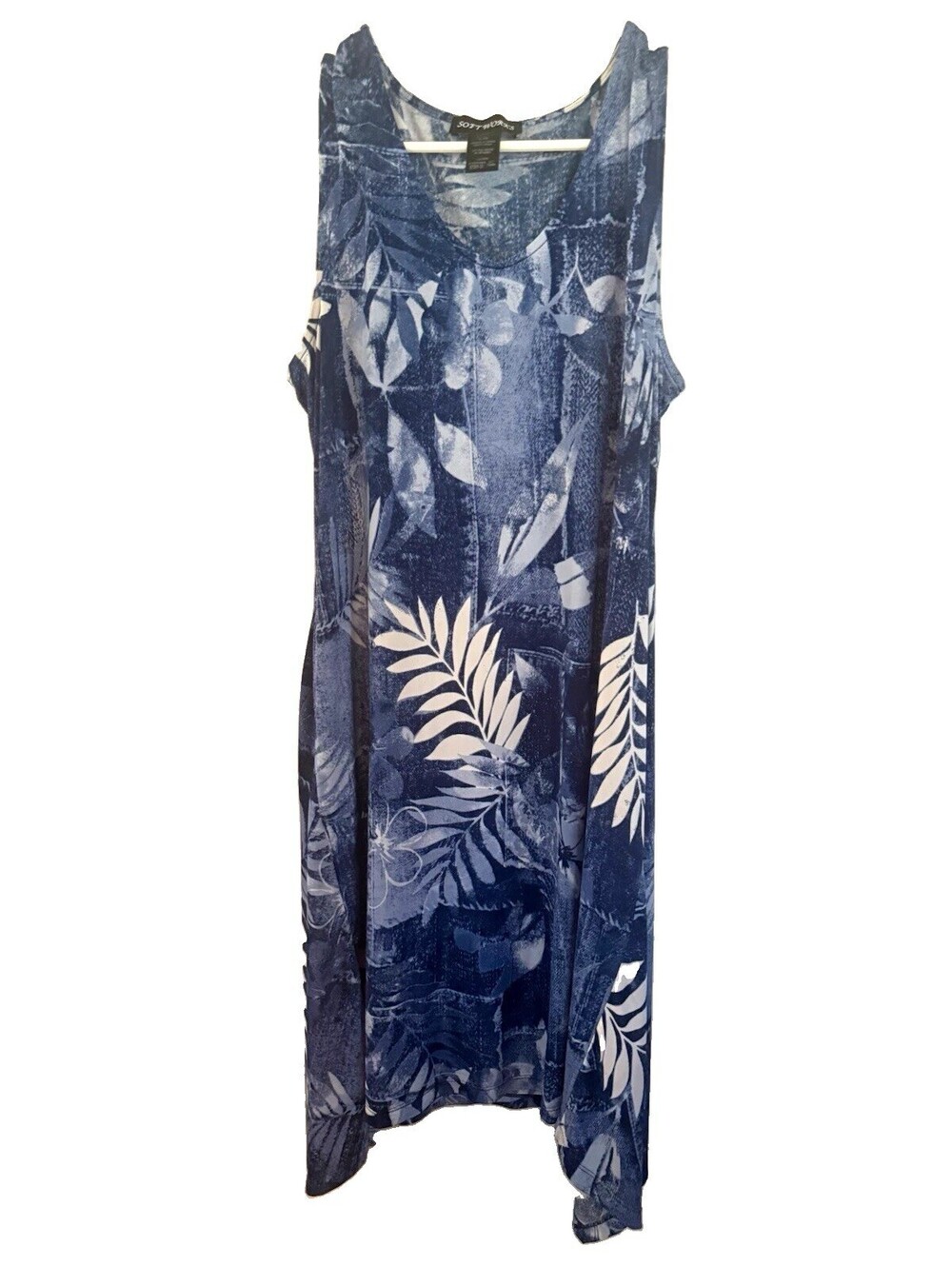 Soft Works Blue/White Floral Dress Round Neck L/G 57255-30